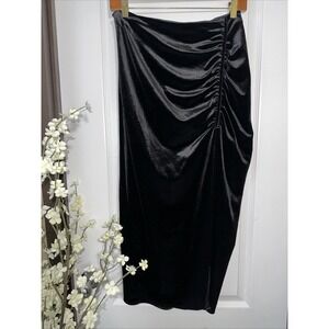 Zara Faux Suede Short/long Skirt Black ‎ Size S